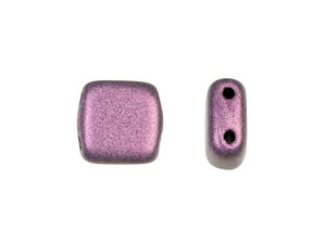 CzechMates Glass 6mm Metallic Pink Suede Two-Hole Tile Bead CzechMates Glass 6mm Metallic Pink Suede Two-Hole Tile Bead