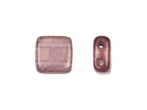 CzechMates Glass 6mm Milky Pink Moon Dust Two-Hole Tile Bead CzechMates Glass 6mm Milky Pink Moon Dust Two-Hole Tile Bead