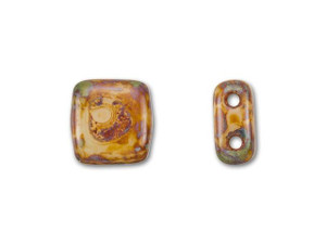 CzechMates Glass 6mm Opaque Light Beige Picasso Two-Hole Tile Bead CzechMates Glass 6mm Opaque Light Beige Picasso Two-Hole Tile Bead