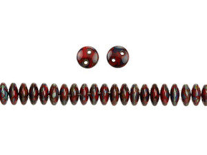 CzechMates Glass 6mm Opaque Red Picasso 2-Hole Lentil Bead Strand CzechMates Glass 6mm Opaque Red Picasso 2-Hole Lentil Bead Strand