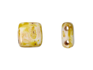 CzechMates Glass 6mm Opaque White with Picasso Two-Hole Tile Bead