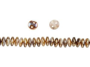 CzechMates Glass 6mm Opaque White/Tortoise Celsian 2-Hole Lentil Bead Strand CzechMates Glass 6mm Opaque White/Tortoise Celsian 2-Hole Lentil Bead Strand