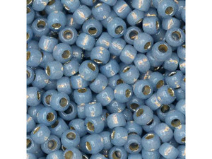 TOHO Round Bead 8/0 PermaFinish Silver-Lined Milky Montana Blue 2.5-Inch Tube
