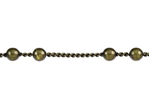 0.7mm Antique Brass Satelite with 3mm Round Beads Curb Chain by the Foot 0.7mm Antique Brass Satelite with 3mm Round Beads Curb Chain by the Foot