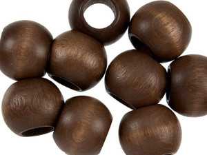Dark Brown 20 x 16mm Round Large-Hole Euro Wood Beads Dark Brown 20 x 16mm Round Large-Hole Euro Wood Beads
