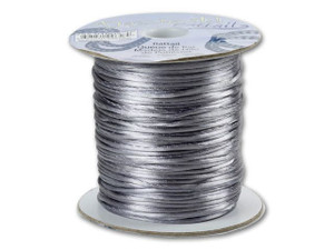 Dazzle It 2mm Silver Satin Cord - 100 yard Spool