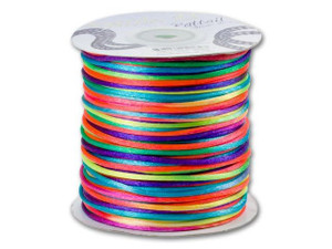 Dazzle It 2mm Bright Rainbow Satin Cord - 100 yard Spool