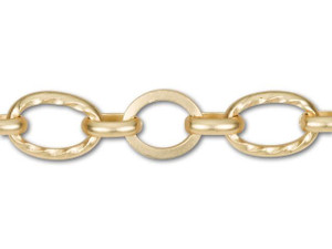 11x7.5mm Satin Hamilton Gold-Plated Textured and Plain Link Chain by the Foot 11x7.5mm Satin Hamilton Gold-Plated Textured and Plain Link Chain by the Foot