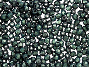 Czech Fire-Polish Bead 2mm Aqua Teal Polychrome (50pc Strand) by Starman Czech Fire-Polish Bead 2mm Aqua Teal Polychrome (50pc Strand) by Starman