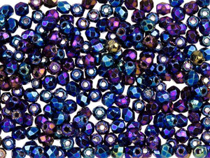 Czech Fire-Polish Bead 2mm Blue Iris (50pc Strand) by Starman Czech Fire-Polish Bead 2mm Blue Iris (50pc Strand) by Starman