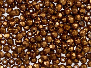 TRUE 2mm Firepolish Czech Glass Beads PALE BRONZE GOLD