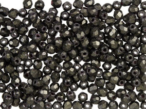 Czech Fire-Polish Bead 2mm Dark Green Metallic Suede (50pc Strand) by Starman Czech Fire-Polish Bead 2mm Dark Green Metallic Suede (50pc Strand) by Starman