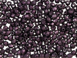 Czech Fire-Polish Bead 2mm Dark Plum Metallic Suede (50pc Strand) by Starman Czech Fire-Polish Bead 2mm Dark Plum Metallic Suede (50pc Strand) by Starman