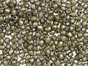 Czech Fire-Polish Bead 2mm Gold Metallic Suede (50pc Strand) by Starman Czech Fire-Polish Bead 2mm Gold Metallic Suede (50pc Strand) by Starman