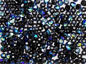 Czech Fire-Polish Bead 2mm Jet AB (50pc Strand) by Starman