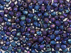 Czech Fire-Polish Bead 2mm Opaque Lilac Luster (50pc Strand) by Starman