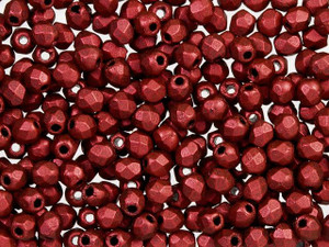 2mm Round Glass Beads, Opaque Red (Qty: 50) - Jill Wiseman Designs