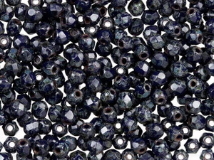 Czech Fire-Polish Bead 2mm Navy Blue Picasso (50pc Strand) by Starman Czech Fire-Polish Bead 2mm Navy Blue Picasso (50pc Strand) by Starman