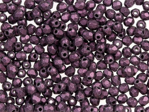 Czech Fire-Polish Bead 2mm Pink Metallic Suede (50pc Strand) by Starman Czech Fire-Polish Bead 2mm Pink Metallic Suede (50pc Strand) by Starman