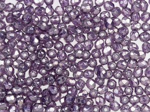 100 Czech Fire Polished 2mm Round Bead Opaque Champagne Luster