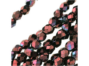 Czech Fire-Polish Bead 3mm Amethyst Metallic Luster (50pc Strand) by Starman Czech Fire-Polish Bead 3mm Amethyst Metallic Luster (50pc Strand) by Starman