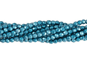 Czech Fire-Polish Bead 3mm ColorTrends Saturated Metallic Quetzal Green (50pc Strand) by Starman Czech Fire-Polish Bead 3mm ColorTrends Saturated Metallic Quetzal Green (50pc Strand) by Starman