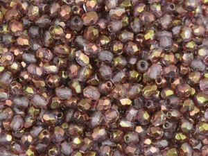 Czech Fire-Polish Bead 3mm Crystal and Amethyst Luster (50pc Strand) by Starman Czech Fire-Polish Bead 3mm Crystal and Amethyst Luster (50pc Strand) by Starman