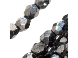 Czech Fire-Polish Bead 3mm Hematite (50pc Strand) by Starman Czech Fire-Polish Bead 3mm Hematite (50pc Strand) by Starman