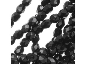 Czech Fire-Polish Bead 3mm Jet (50pc Strand) by Starman Czech Fire-Polish Bead 3mm Jet (50pc Strand) by Starman