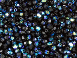 Czech Fire-Polish Bead 3mm Jet AB (50pc Pack) by Starman Czech Fire-Polish Bead 3mm Jet AB (50pc Pack) by Starman