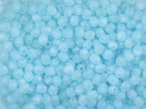 Czech Fire-Polish Bead 3mm Opaque Aquamarine (50pc Strand) by Starman Czech Fire-Polish Bead 3mm Opaque Aquamarine (50pc Strand) by Starman