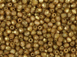 Czech Fire-Polish Bead 3mm Opaque Gold and Smoky Topaz Luster (50pc Strand) by Starman Czech Fire-Polish Bead 3mm Opaque Gold and Smoky Topaz Luster (50pc Strand) by Starman