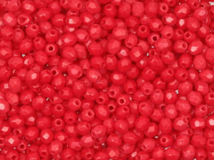 Czech Fire-Polish Bead 3mm Opaque Red (50pc Strand) by Starman Czech Fire-Polish Bead 3mm Opaque Red (50pc Strand) by Starman