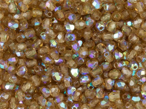 Czech Fire-Polish Bead 3mm Smoky Topaz AB (50pc Pack) by Starman