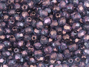 Czech Fire-Polish Bead 4mm Amethyst Luster (50pc strand) by Starman