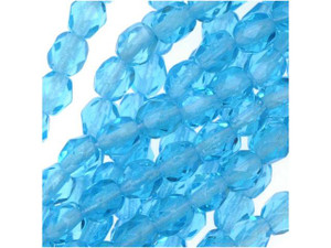 Czech Fire-Polish Bead 4mm Aquamarine (50pc strand) by Starman Czech Fire-Polish Bead 4mm Aquamarine (50pc strand) by Starman