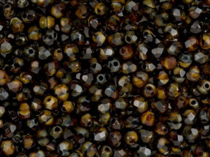 Czech Fire-Polish Bead 4mm Brown Tiger's Eye (50pc strand) by Starman Czech Fire-Polish Bead 4mm Brown Tiger's Eye (50pc strand) by Starman