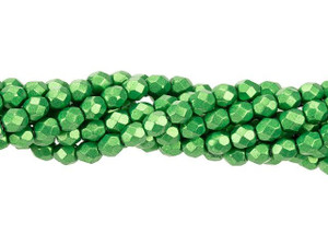 Czech Fire-Polish Bead 4mm ColorTrends Saturated Metallic Kale (50pc strand) by Starman Czech Fire-Polish Bead 4mm ColorTrends Saturated Metallic Kale (50pc strand) by Starman