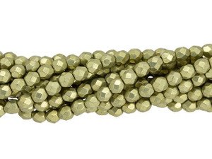 Czech Fire-Polish Bead 4mm ColorTrends Saturated Metallic Limelight (50pc Strand) by Starman Czech Fire-Polish Bead 4mm ColorTrends Saturated Metallic Limelight (50pc Strand) by Starman