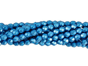 Czech Fire-Polish Bead 4mm ColorTrends Saturated Metallic Nebulas Blue (50pc Strand) by Starman Czech Fire-Polish Bead 4mm ColorTrends Saturated Metallic Nebulas Blue (50pc Strand) by Starman