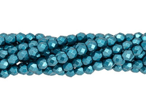 Czech Fire-Polish Bead 4mm ColorTrends Saturated Metallic Quetzal Green (50pc Strand) by Starman