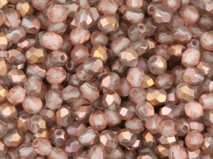 Czech Fire-Polish Bead 4mm Crystal and Copper Matte (50pc strand) by Starman Czech Fire-Polish Bead 4mm Crystal and Copper Matte (50pc strand) by Starman