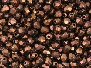 Czech Fire-Polish Bead 4mm Dark Bronze (50pc strand) by Starman Czech Fire-Polish Bead 4mm Dark Bronze (50pc strand) by Starman