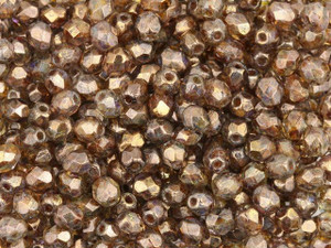 Czech Fire-Polish Bead 4mm Gold and Smoky Topaz Luster (50pc strand) by Starman Czech Fire-Polish Bead 4mm Gold and Smoky Topaz Luster (50pc strand) by Starman