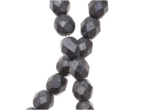 Czech Fire-Polish Bead 4mm Hematite Matte (50pc strand) by Starman Czech Fire-Polish Bead 4mm Hematite Matte (50pc strand) by Starman