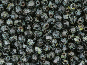 Czech Fire-Polish Bead 4mm Jet Picasso (50pc Strand) by Starman Czech Fire-Polish Bead 4mm Jet Picasso (50pc Strand) by Starman