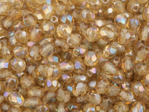 Czech Fire-Polish Bead 4mm Light Topaz Celsian (50pc strand) by Starman Czech Fire-Polish Bead 4mm Light Topaz Celsian (50pc strand) by Starman
