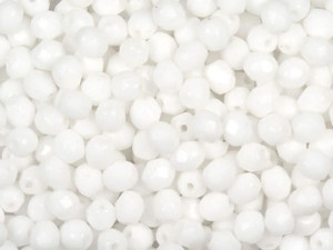 Czech Fire-Polish Bead 4mm Opaque White (50pc strand) by Starman Czech Fire-Polish Bead 4mm Opaque White (50pc strand) by Starman