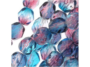 Czech Fire-Polish Bead 6mm Aqua and Fuchsia (25pc Strand) by Starman Czech Fire-Polish Bead 6mm Aqua and Fuchsia (25pc Strand) by Starman