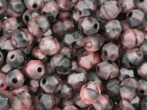 Czech Fire-Polish Bead 6mm Black, Crystal and Pink Porphyr (25pc Strand) by Starman Czech Fire-Polish Bead 6mm Black, Crystal and Pink Porphyr (25pc Strand) by Starman